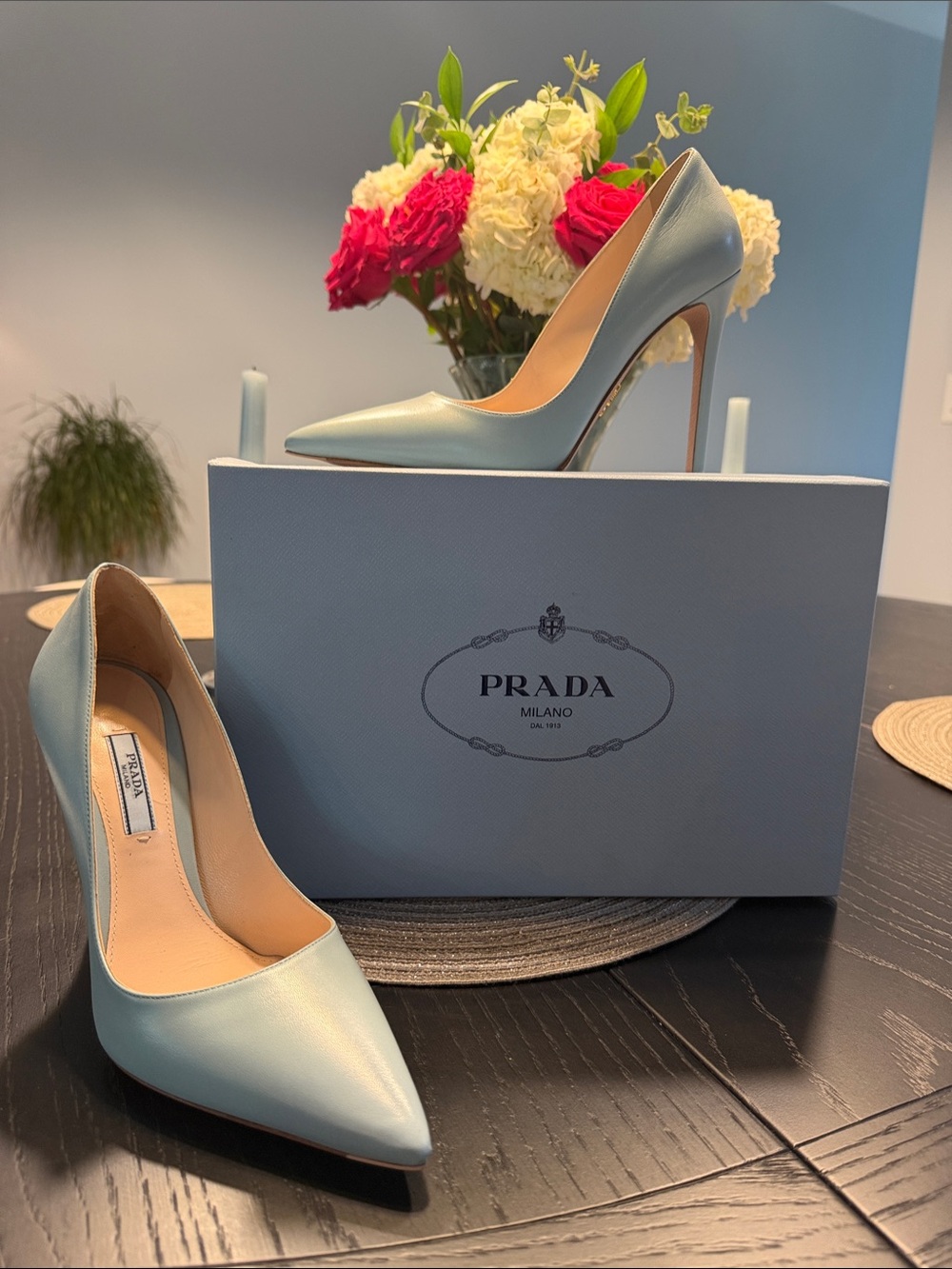 Prada Powder Blue Pointed-Toe Stiletto Pump